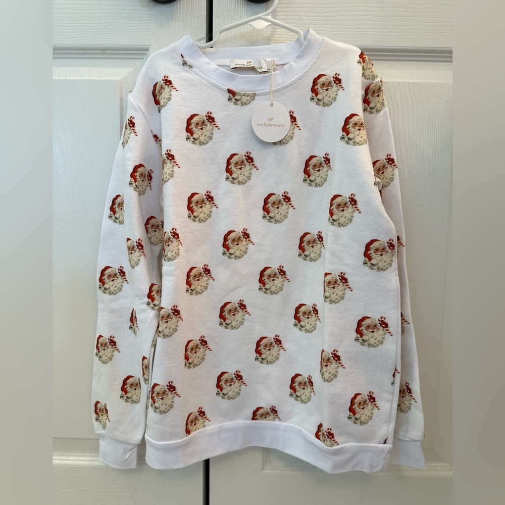 NWT Sal & Pimenta Girls Santa Sweatshirt size 12
